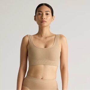 NEW QUINCE Pack Of 2 Comfort Rib Tank Bralettes Sand 15